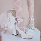 LBSFY  -  Punk Girl High Heel 8cm Lolita Shoes Gothic Style Square Toe Mary Jane Tea Party Harajuku Goth Vintage Kawaii Girls Shoes